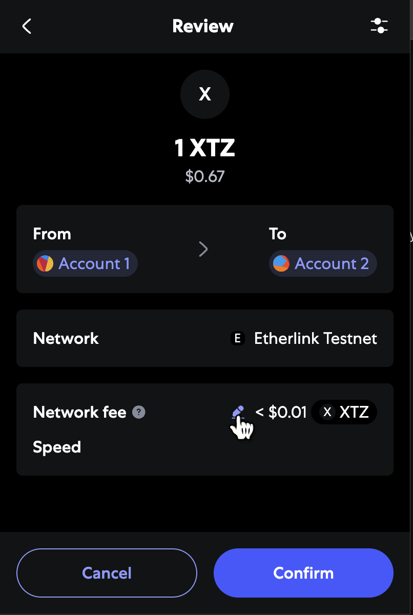 Clicking the Network fee field while signing a Metamask transaction